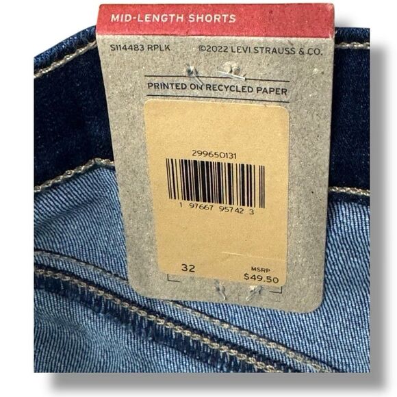 NWT Levi’s Mid Rise Stretch Cuffed Mid Length Denim Shorts Women’s Size 32 - Picture 13 of 15